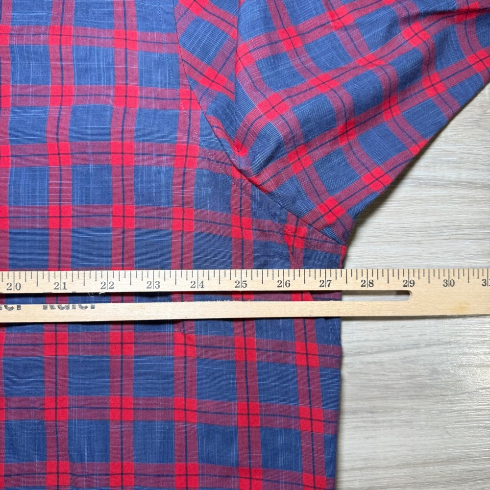 UNTUCKit Men's Red & Blue Plaid‎ Button Down Long Sleeve Shirt Casual Multicolor - Picture 5 of 6